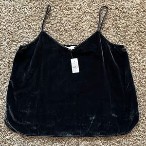 Dark Grey Boxy Velour Tank Top